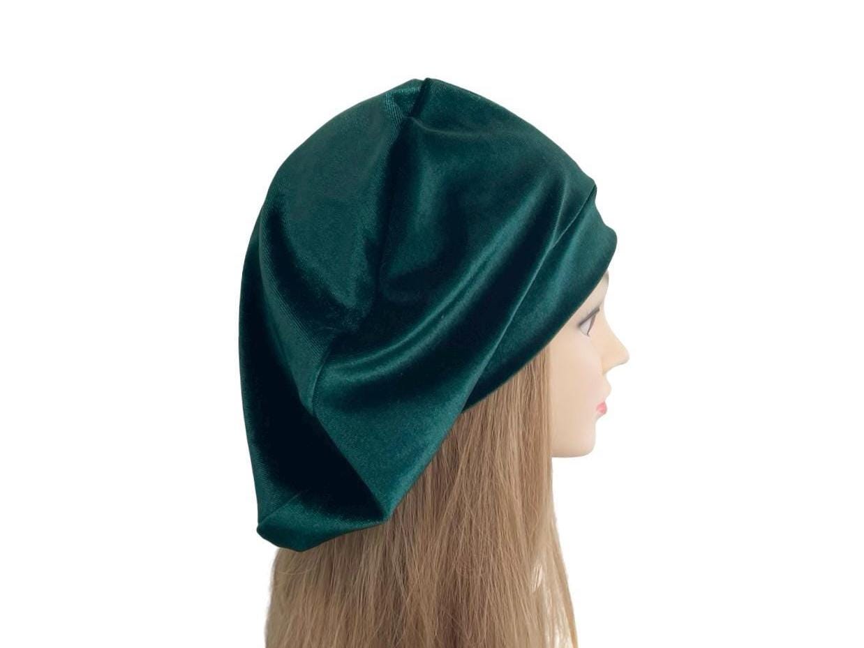 Vintage Green Velvet Slouch Beret Hat For Women Handmade Soft Fabric 1980s Style Beret Velvet Vintage Hats for Women for sale | eBay main image 3
