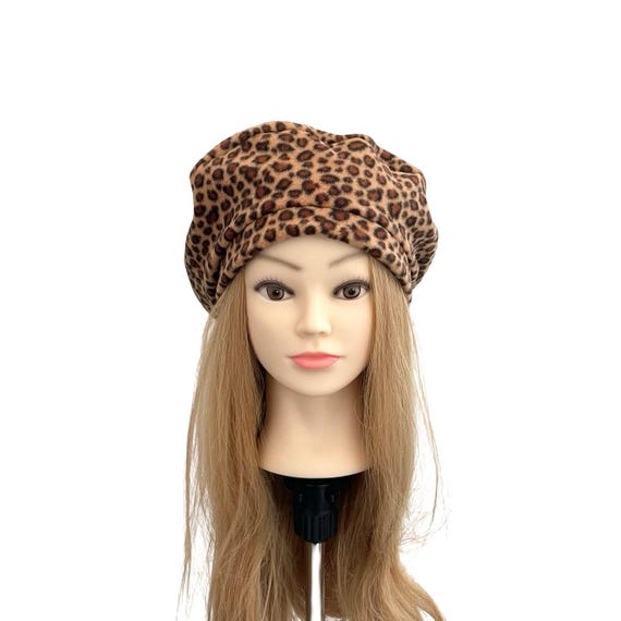 Leopard Print French Beret Hat Brown Tam Beret for Women  display picture 3