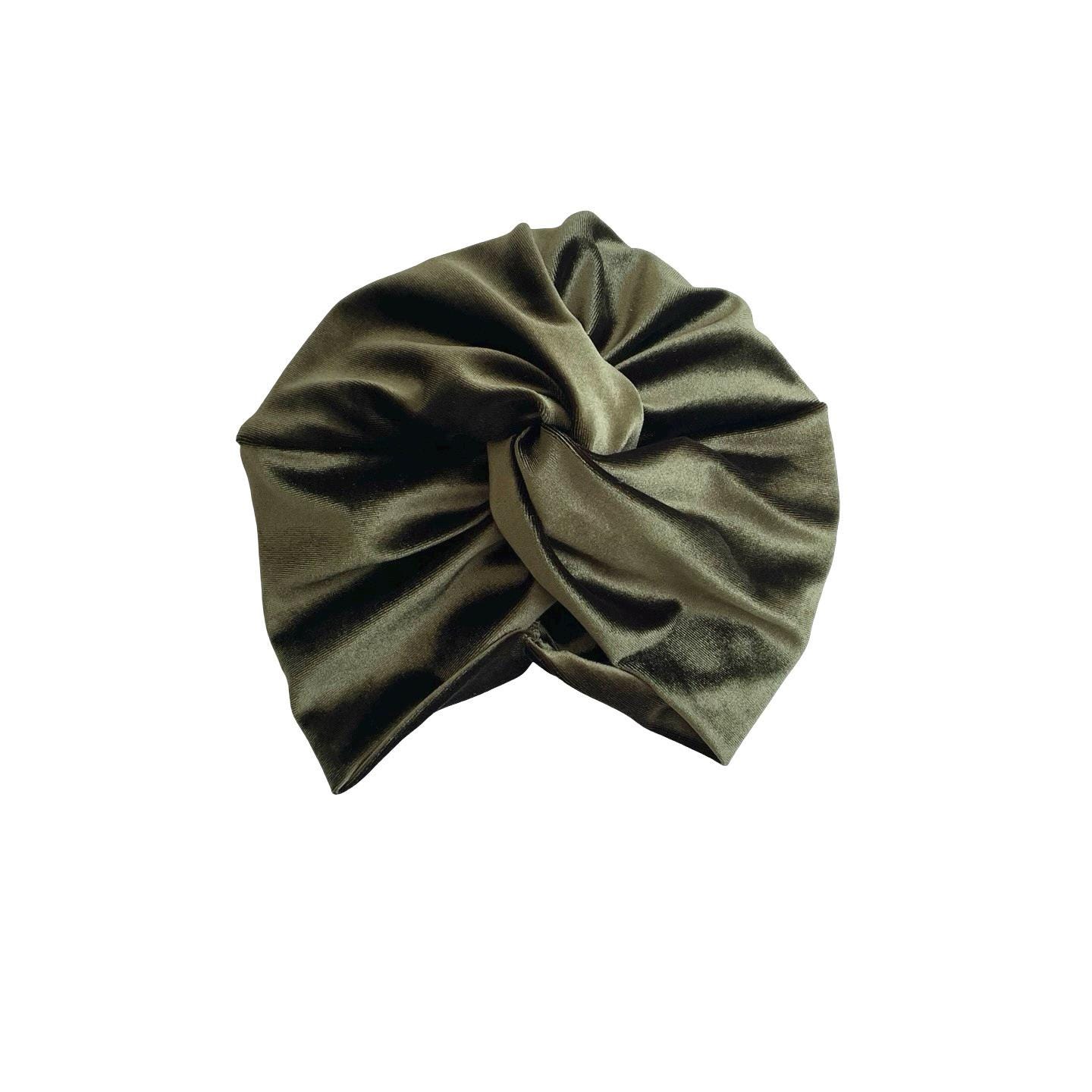 Olive Green Soft Velvet Turban Twist Head Wrap Comfy Luxury  display picture 1