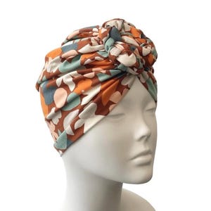 Handmade Chain Knot Turban Hat Soft Elastic Pre Tied Cotton Turban Head Wrap for Women Hair Loss Alopecia Chemo Head Scarf Retro Autumn Hat