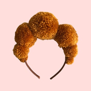 Pom Pom Festival Headband for Women Gifts for Her Mustard Yellow Headband Women&#39;s Headband Hen Party Headwear Statement Summer Headband