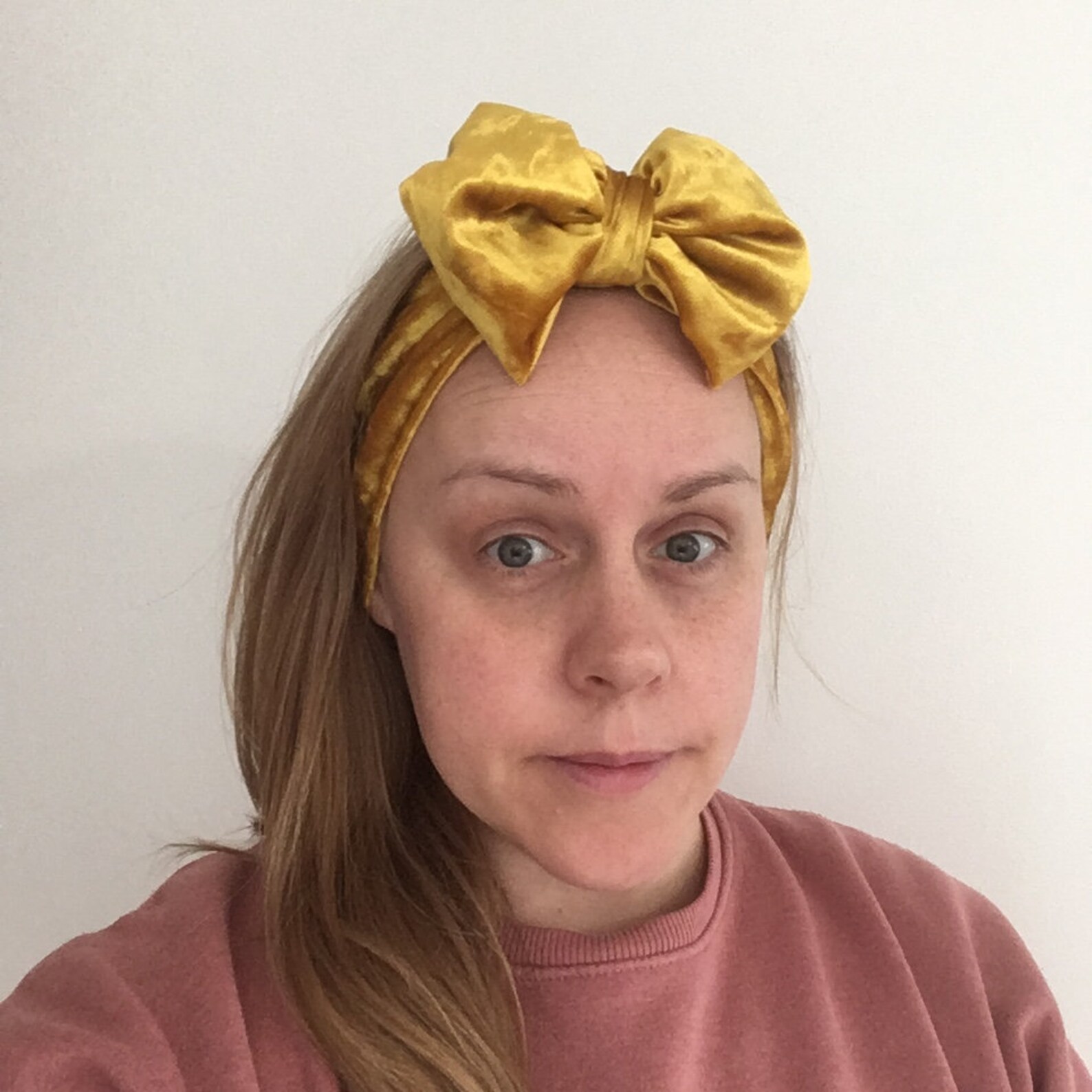 Velvet Bow Headband Yellow Headband with Ribbon Statement Etsy