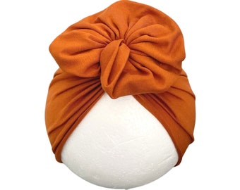 Baby Girl Turban Hat Headband, Newborn Baby Shower Gift, Baby Girl Gift, Matching Mum and Daughter Outfit, Burnt Orange Rust Head Wrap