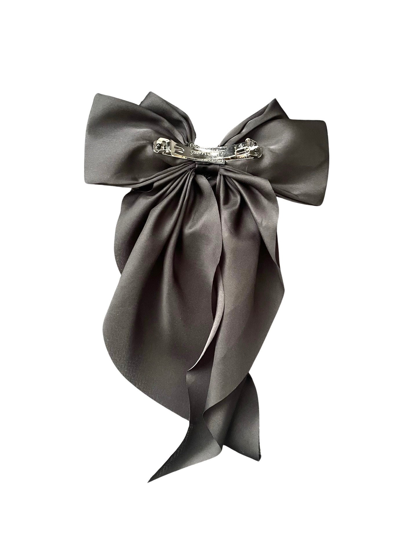 NOT FOR SALE - Black Satin Hair Bow Clip Oversized Long Tail Coquette Barrette Large Black Satin Hair Bow, Long Tail Barrette, Coquette  main image 3