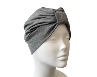 Turban for Women Charcoal Grey Turban Hat for Hair Loss Women's Front Knotted Turban Head Wrap Retro Turban Stylish Turban Style Hat