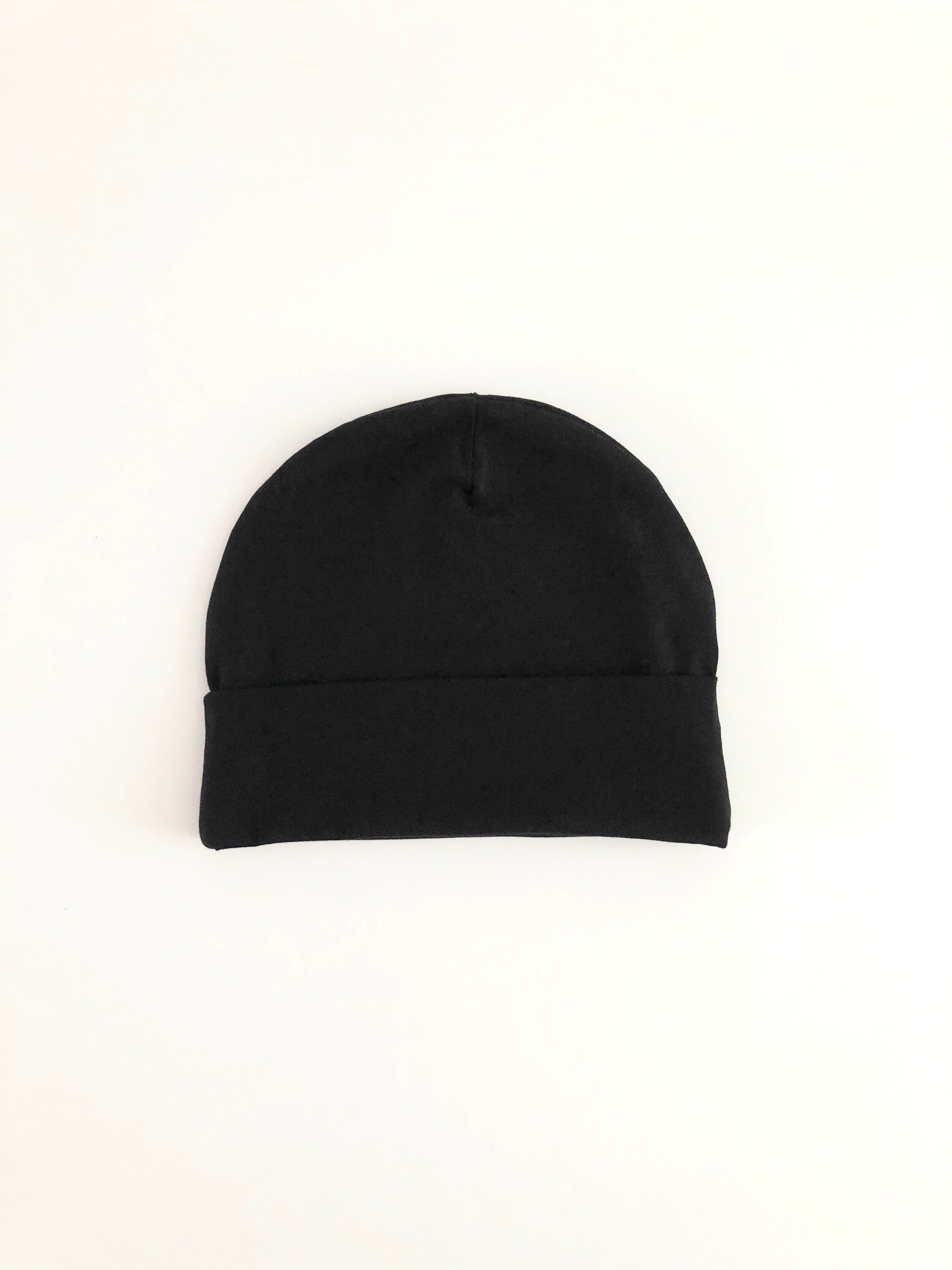 Black Beanie Hat Cuffed Beanie Black Slouch Hat Jersey | Etsy