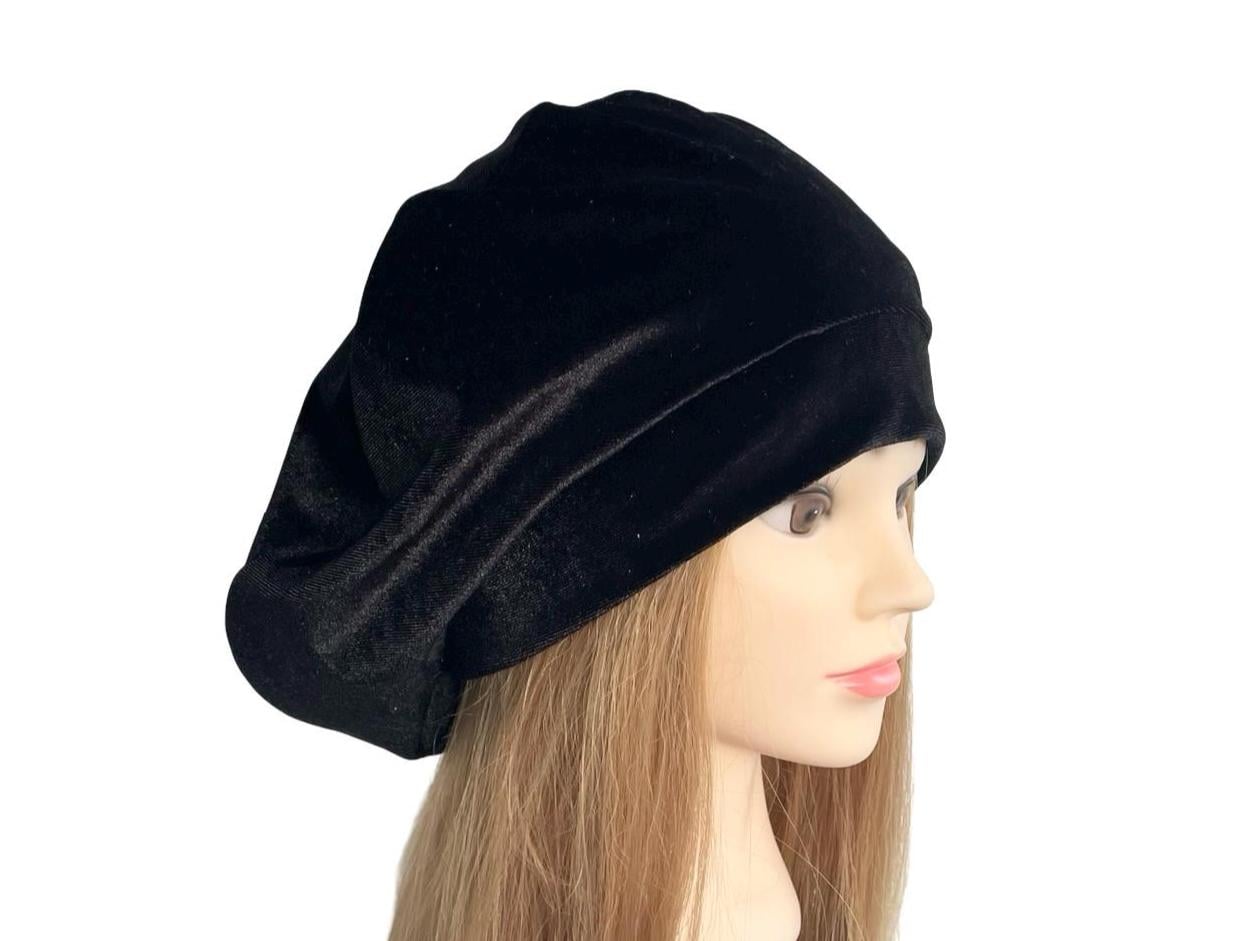 Vintage 1950\'s Black 4 Panel Velvet Tam Hat Beret Size S/M With Velvet Button Beret Black Velvet Vintage Hats for Women for sale | eBay main image 2