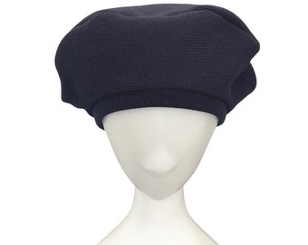 Navy Blue French Beret Comfortable Warm Wool Hat Chic Fashion Winter Headwear for Her