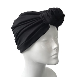 Black Knot Turban for Women Handmade Stretchy Hair Turban Wrap for Ladies Prettied Hair Loss Head Cover Headwear Alopecia Chemo Head Wrap