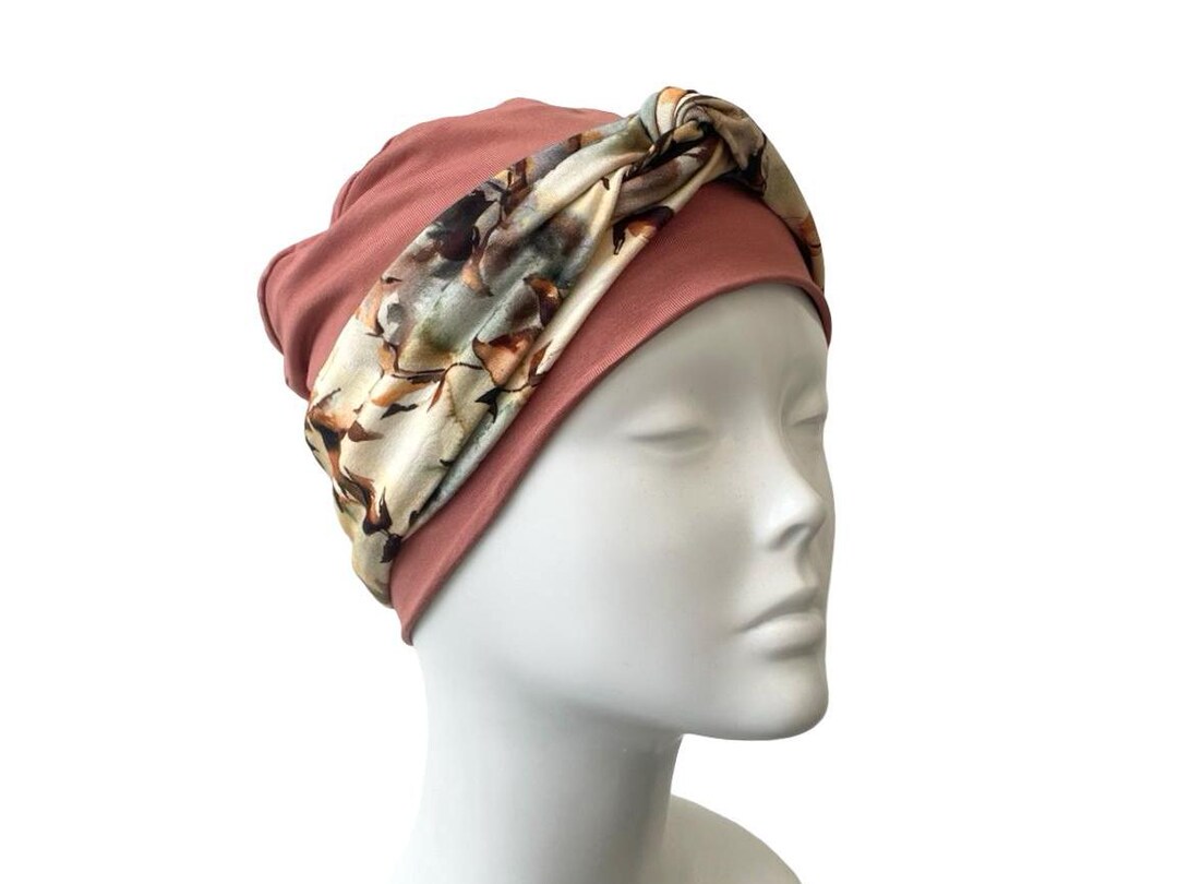 Bamboo Hat - Pastel Rust Soft Seamless Bamboo Turban Beanie Hat With ...