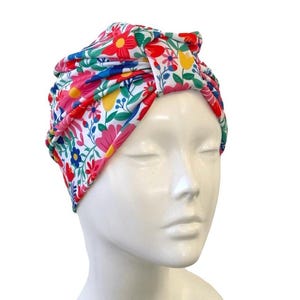Floral Swim Cap Lightweight Summer Head Wrap, Beach Turban SPF 50 Hair Care Summer Turban Hat for Women Hair Loss Alopecia Head Covering