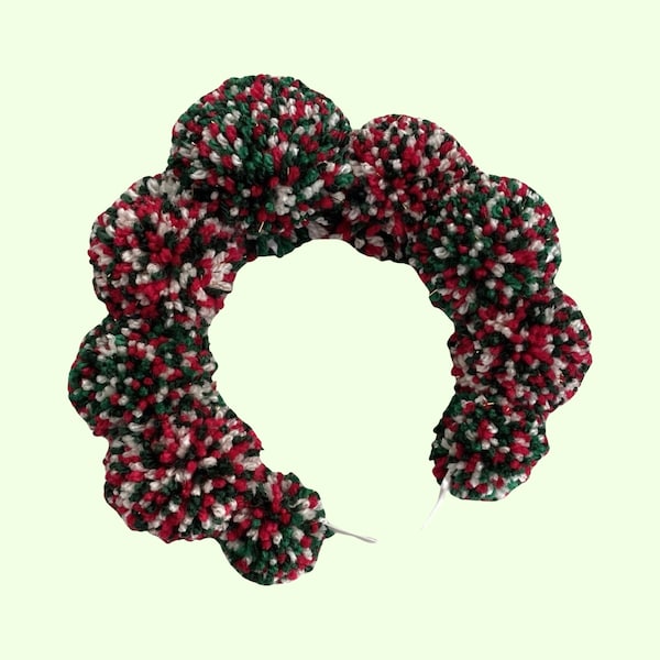 Couronne de bandeau Pom Pom couleur de Noël, casque festif vert blanc et rouge pompon, cadeau pour femmes et filles