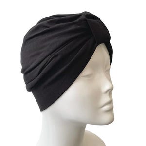Turban Hat for Women Black Turban Hijab Fashion Jersey Knit Turban Hair Wrap Black Head Scarf Turban Beanie Hat Chemo Hair Loss Head Cover