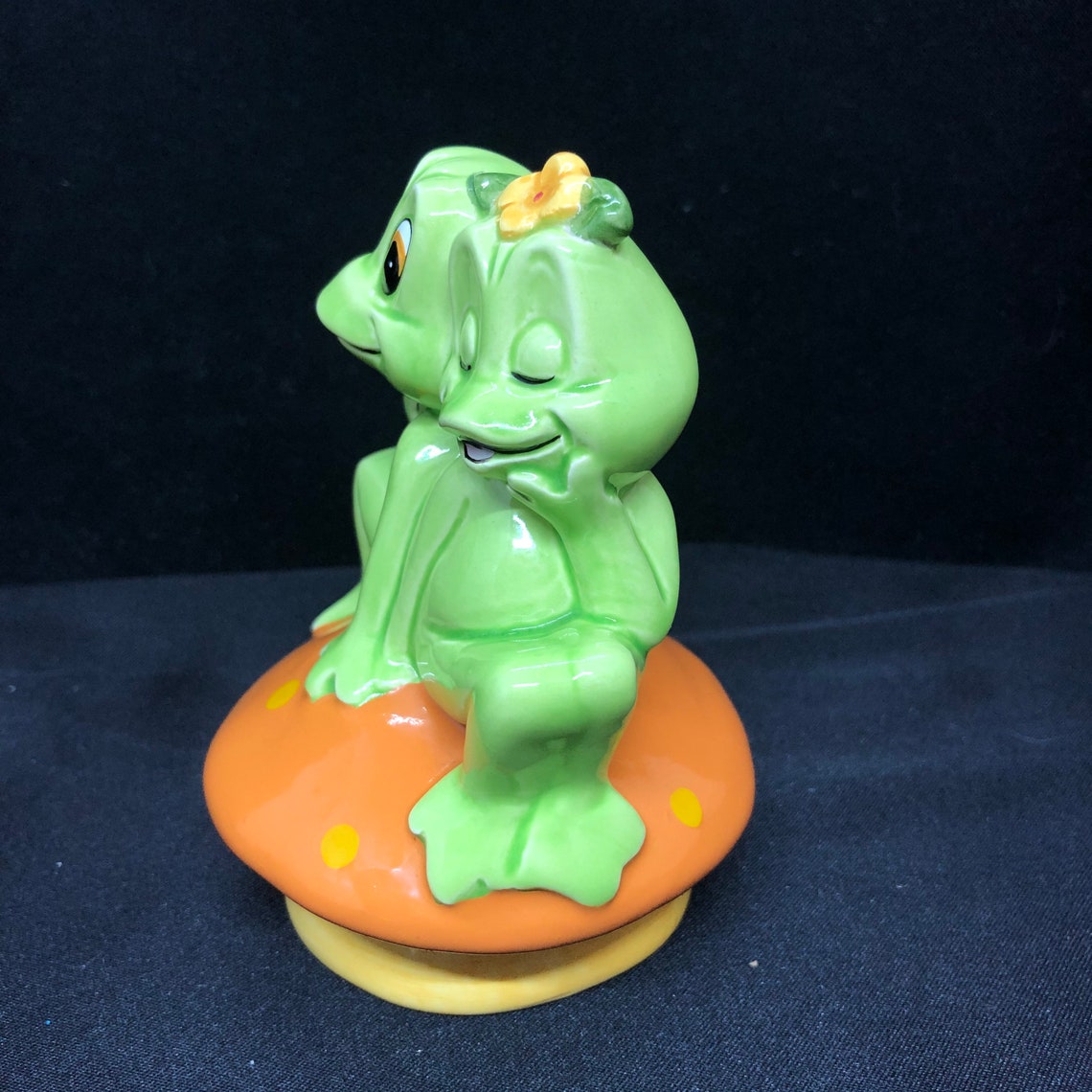 Lefton China Frogs on a Mushroom 1993 Hand Painted Figurine Etsy