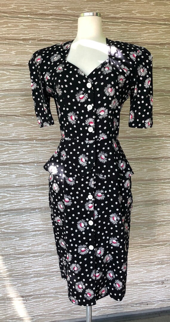 Vintage 1980's Peplum Dress by Neiman Marcas