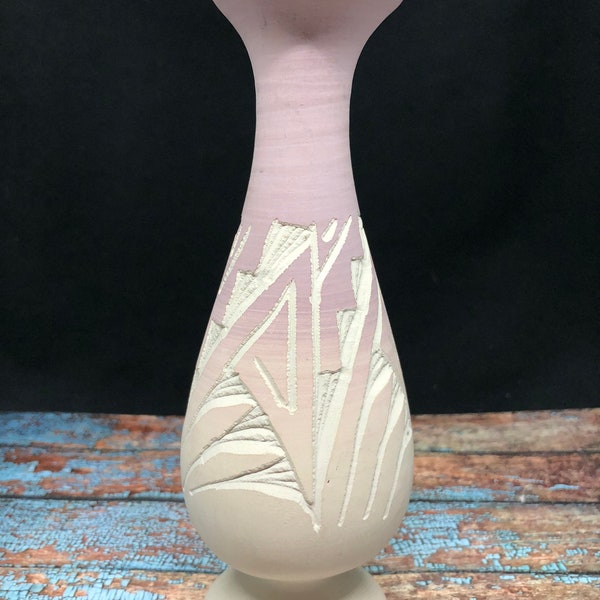 Small Vintage Lavender Southwest Bud Vase Signed Navajo Pottery Vase