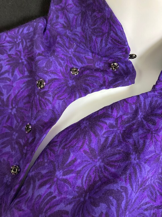 Beautiful Vintage Mandarin Collar Dress- Purple H… - image 6