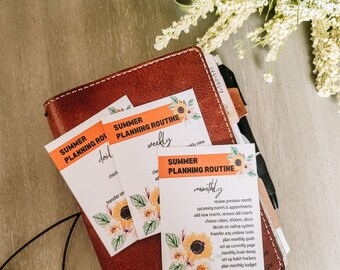 Summer Planner Routine Cards: Daily, Weekly, Monthly (PDF Printable)