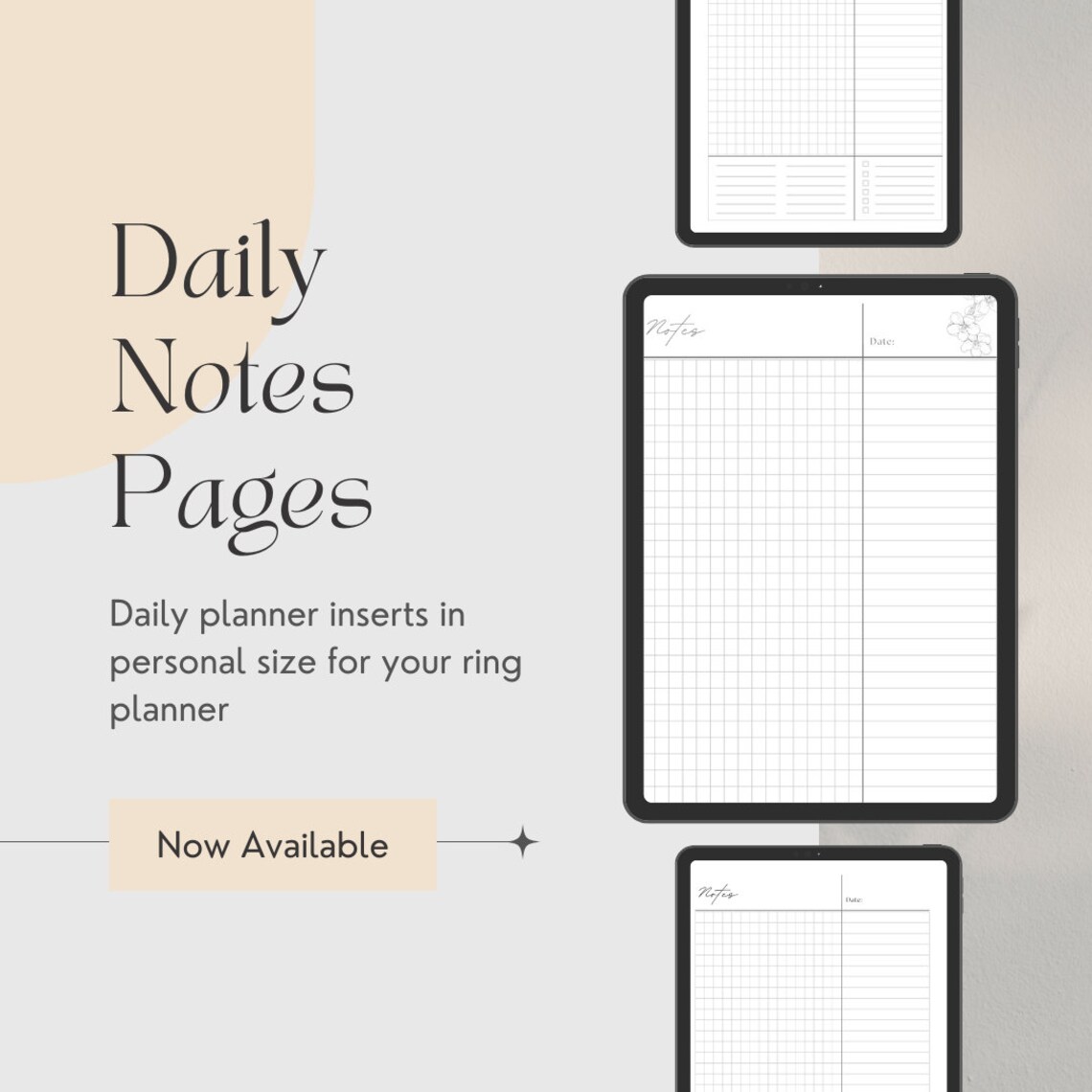 Daily Notes Planner Inserts | Personal Rings | Daily Planning - Etsy