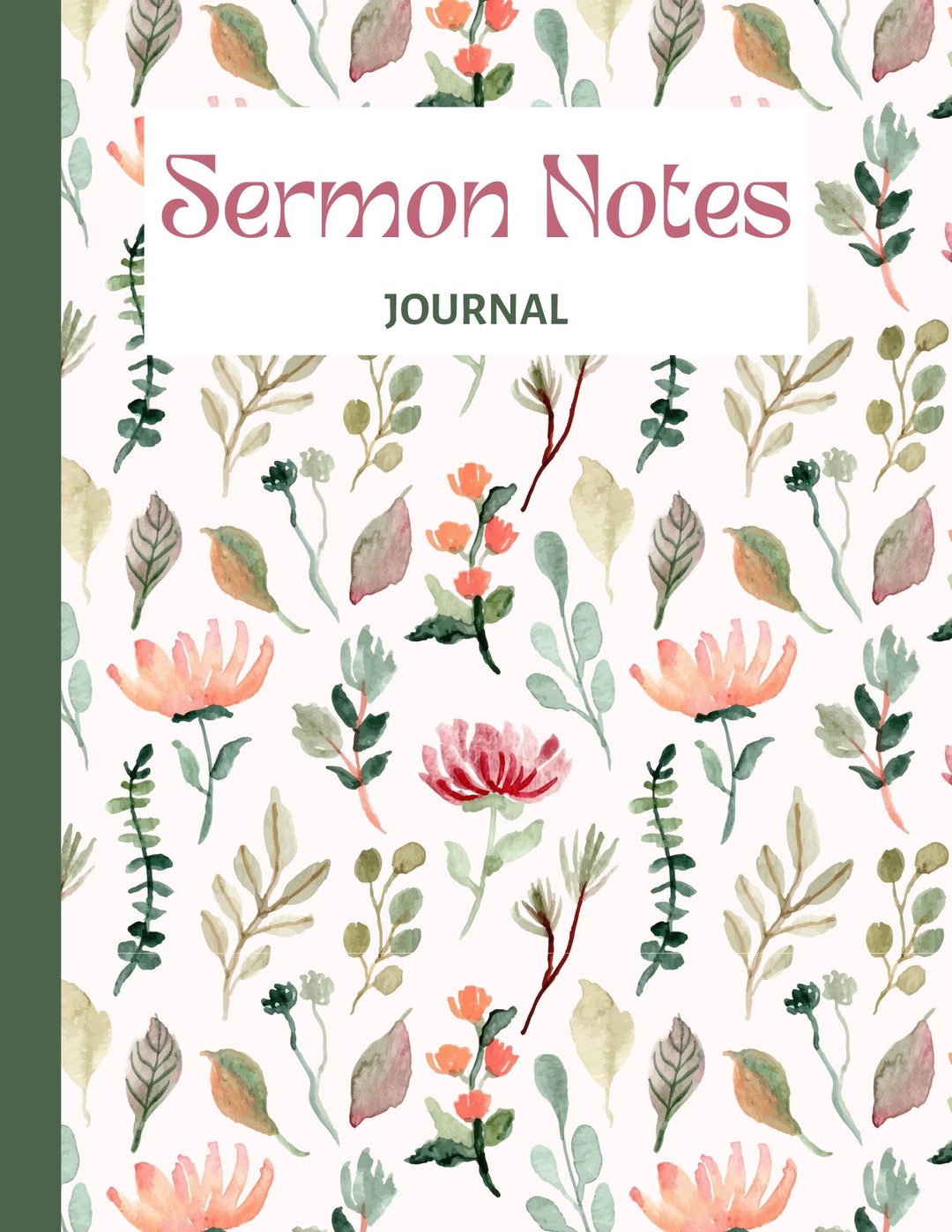 Sermon Notes Journal Floral 8x11 - Etsy