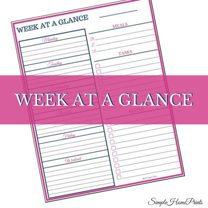 WEEK AT A GLANCE Printable | Etsy