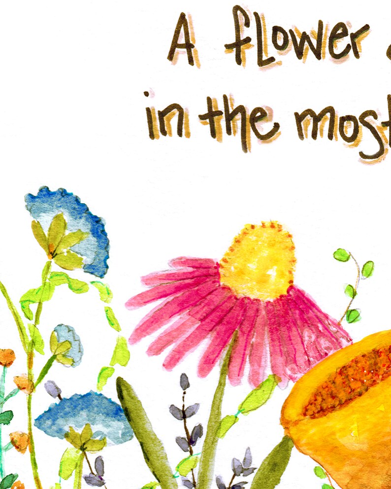 Wildflower Definition Art Print With Quote. Flowers and Vines Etsy