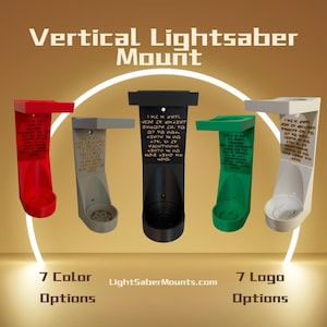 Savis Workshop Customizable Lightsaber Vertical Wall Mount | Pick a Logo | Choose Aurebesh Inscription | 3D Printed | Free Mount Hardware