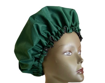 Bonnet de soin réglable en wax hollandais uni de coton, doublé de satin By Georges Décimus