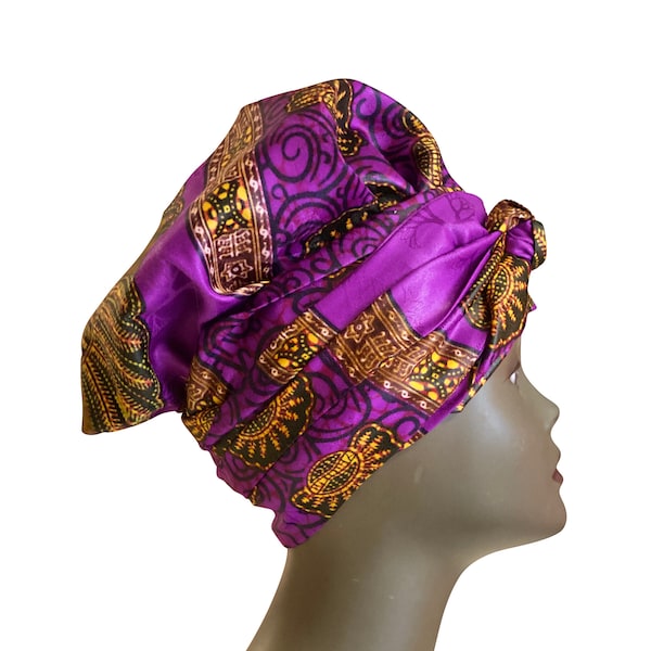 Wax Turban cap printed on high-end BAZIN RICHE fabric / B17
