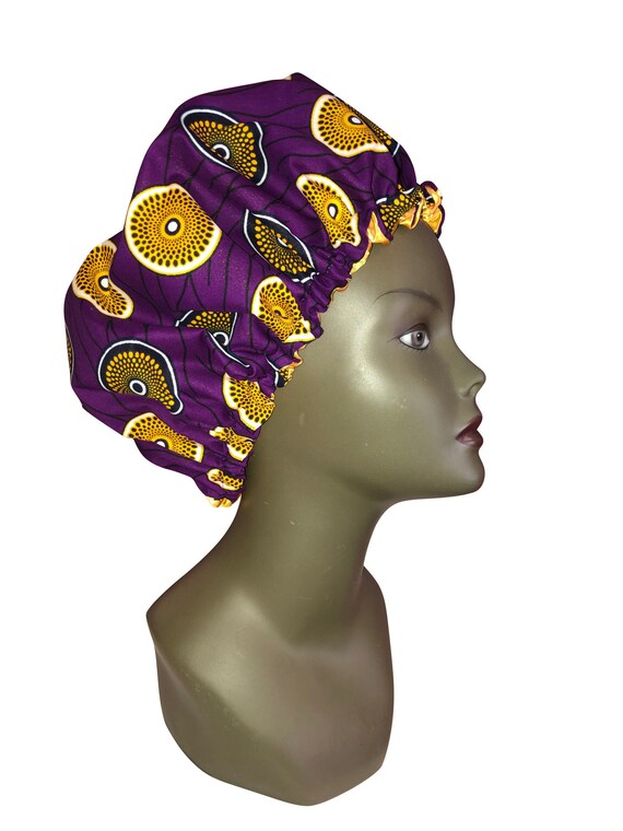 Bonnet De Nuit Réversible En Satin Et Wax – Réglable – Fait Main – Pour Tous Types De Cheveux