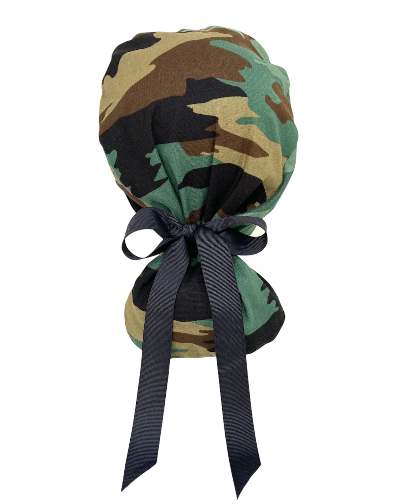 Black Camo Scrub Hat Ponytail Scrub Cap 