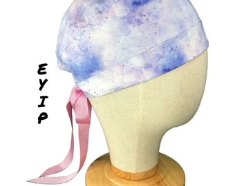 Scrub Cap for Women with Short Hair by EYIP, Paint Splatter Tie-Back Surgical Pixie Style Cap