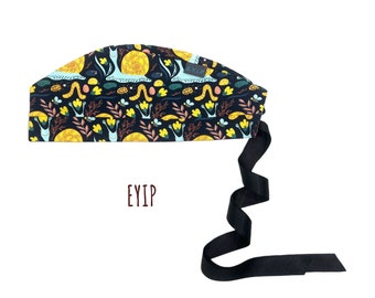 Scrub Cap for Women with Short Hair by EYIP, Snails Tie-Back Surgical Pixie Style Cap