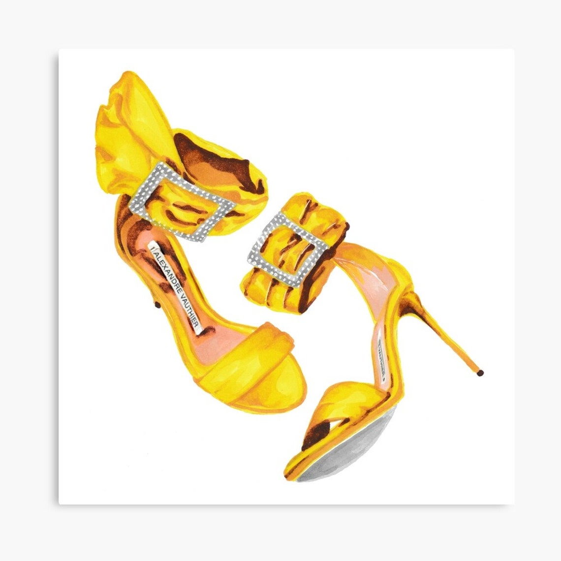 High Heels Yellow Shoes Fashion Drawing Illustration - Etsy