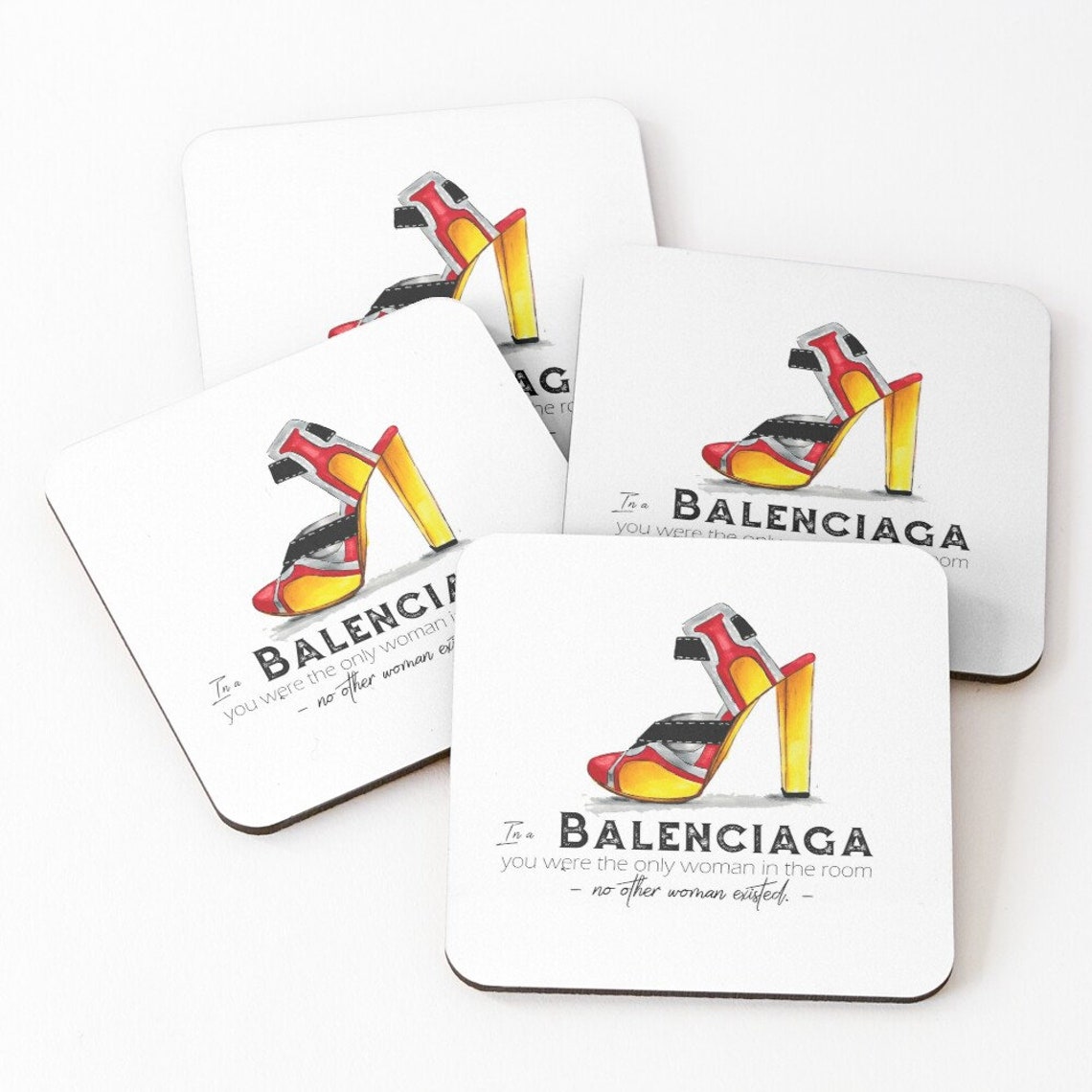 Women's Balenciaga Heels Yellow Shoes Fashion Drawing Etsy