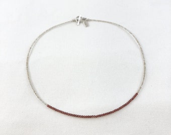Garnet and Hill Tribe Silver Short Beaded Necklace