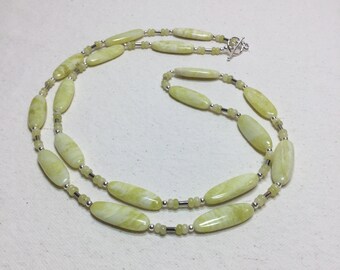 Yellow Jade Long Beaded Statement Necklace