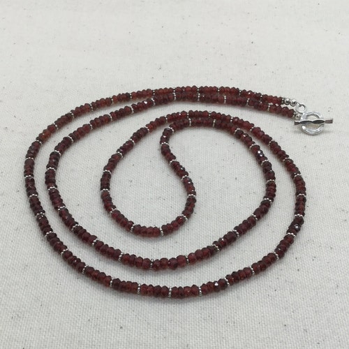 Garnet Long shops Beaded Necklace