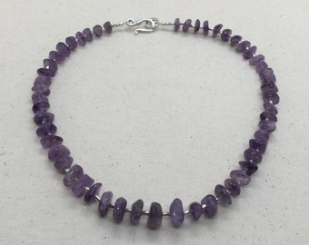 Amethyst and Silver Short Beaded Necklace
