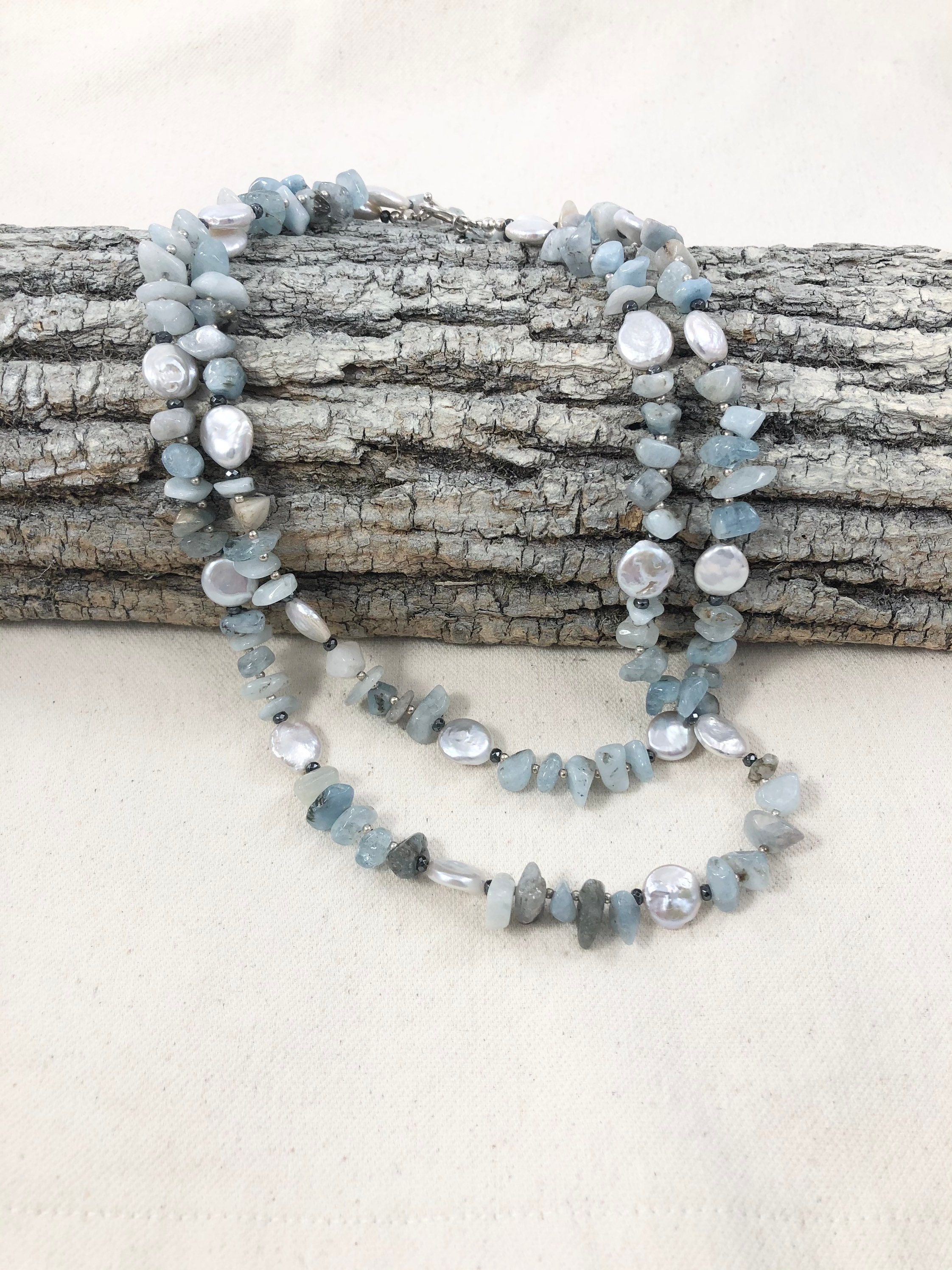 Collier Mala Luxe « Eveil spirituel » Cyanite, Apatite, Aigue-Marine e