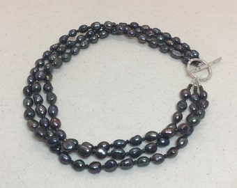 Black Pearl Beaded Statement Necklace