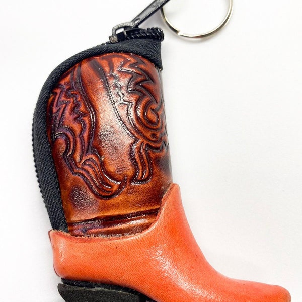 Colombian leather boot money keychain