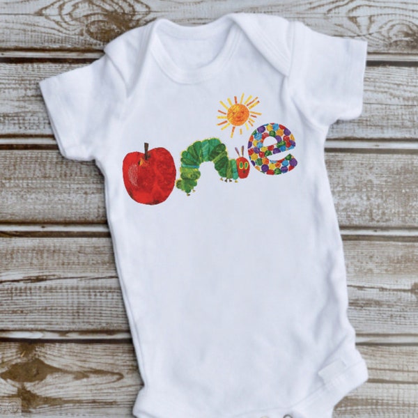 Hungry caterpillar "one" baby onesie