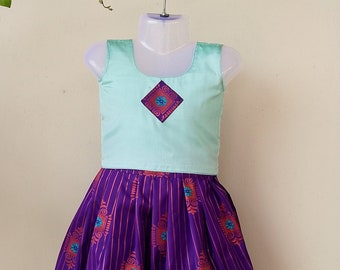 Traditional South Indian Handcrafted Pavadai Settai: Authentic Ethnic Wear for Girls