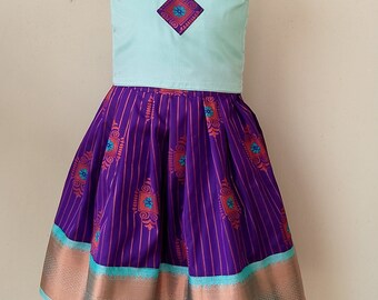 Traditional South Indian Handcrafted Pavadai Settai: Authentic Ethnic Wear for Girls