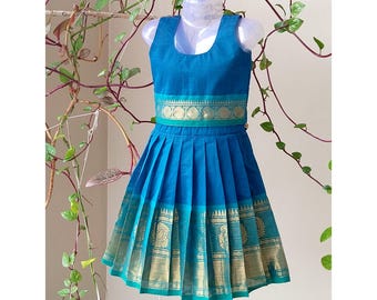 Kids Semi Kanchi Cotton Pavadai Sattai | Traditional South Indian Ethnic  Dress - Etsy