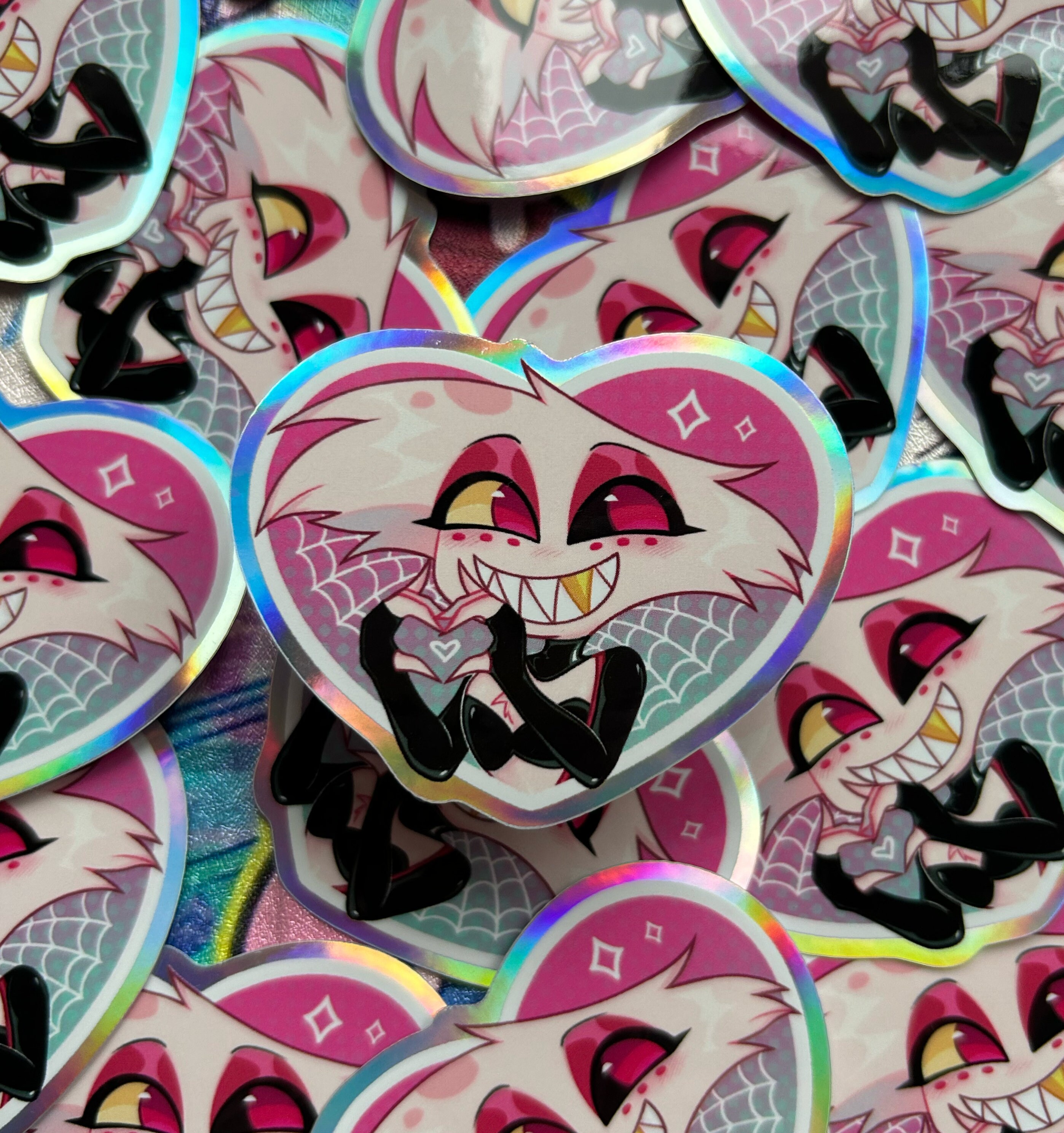 Hazbin Hotel Holographic Vinyl Stickers | Angel Dust + Alastor - Etsy