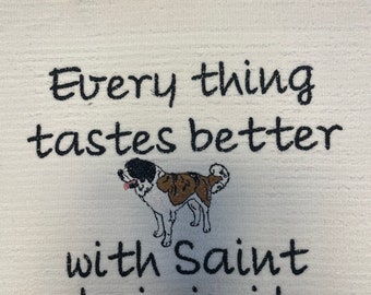 Embroidered Saint Bernard bar mop towel