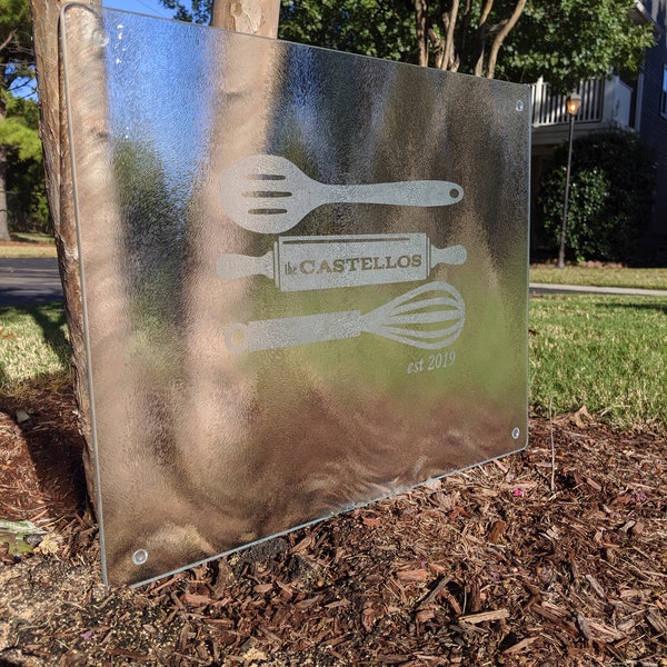 Etched Glass Cutting Board