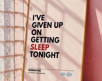 Lily Allen - Ruminating Lyrics Print - West End Girl Album